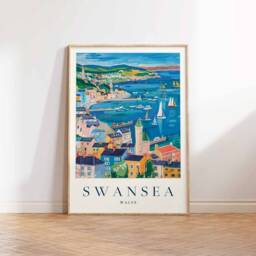 Swansea Travel Poster Wales Coastal Art Print - thumbnail 3