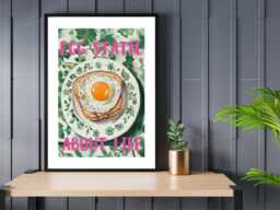 Eggstatic About Life - Wall Print Abstract Kitchen Cafe Breakfast Gift Idea Bespoke Poster A5 A4 A3 Framed Or Unframed - thumbnail 1