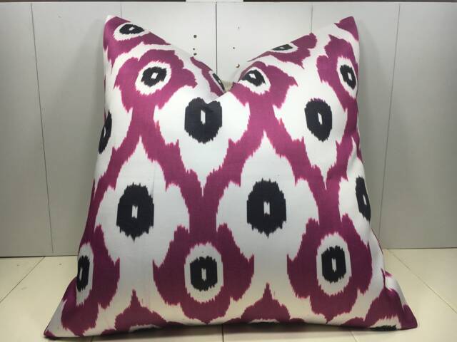 Silk Ikat Pillow Cover - 24x24, Handwoven Decorative Cushion - image 1