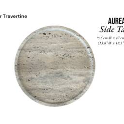 Travertine Coffee Table, Silver Travertine Stone Round Accent Table, End Nightstand, Balcony Custom Size Available - thumbnail 2