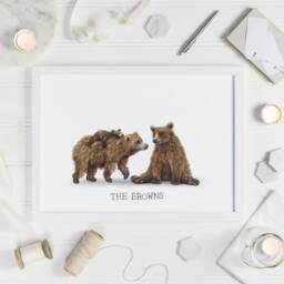 Beautiful Personalised Family Print - Customisable Brown Bear Art - thumbnail 3