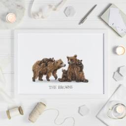 Beautiful Personalised Family Print - Customisable Brown Bear Art - thumbnail 2