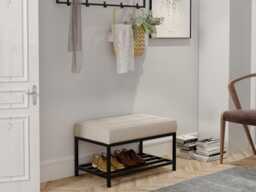 Tufted Entryway Bench With Shoe Shelf, Upholstered Hallway Storage, Metal Frame Rack Bench, Modern Bedroom Handmade