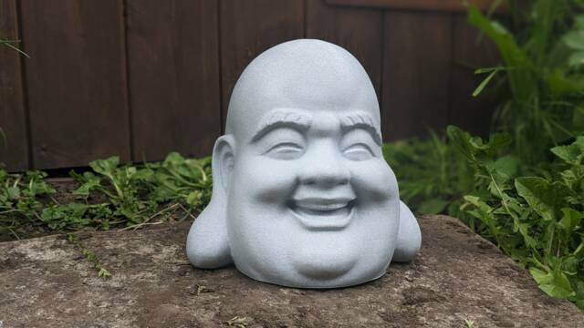 Marble Laughing Buddha Head Statue, Zen Garden Decor - image 1