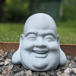 Marble Laughing Buddha Head Statue, Zen Garden Decor - thumbnail 2