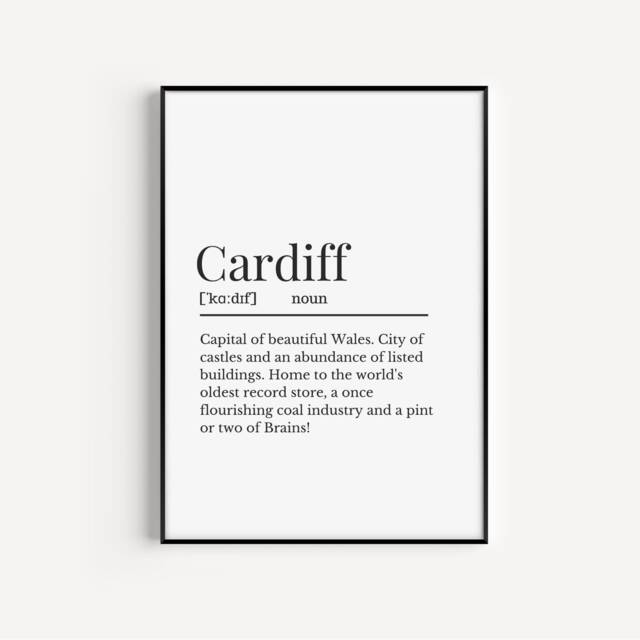Cardiff Definition Print, Welsh City Word Gift, Gift - image 1