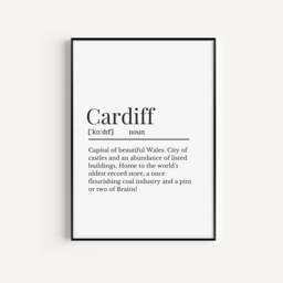 Cardiff Definition Print, Welsh City Word Gift, Gift - thumbnail 1