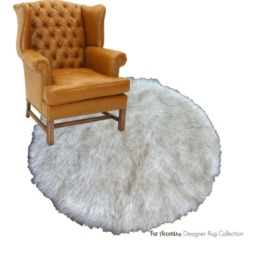 Faux Fur Round Area Rug - Shaggy Sheepskin Throw, Usa Made - thumbnail 3