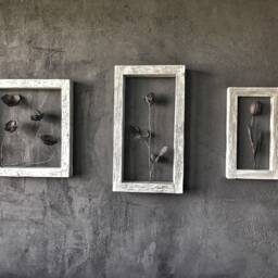 Poppies Wall Sculpture, Metal Flowers in Wood Frame, By The Steel Style Things, 6Th Iron Anniversary - thumbnail 4