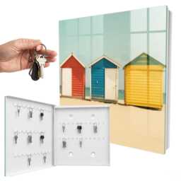 Colorful Houses Wall Mounted Key Cabinet, Yellow Box For Wall, Photographic Architecture, Beach Style Lovers - thumbnail 2
