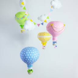 Hot Air Balloon Crib Mobile, Cheerful Nursery Decor - thumbnail 2