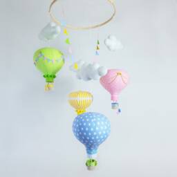 Hot Air Balloon Crib Mobile, Cheerful Nursery Decor - thumbnail 3