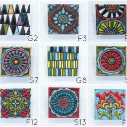 Global Folk Tile - One- Choose From 15 Patterns Handmade Wall Art, Square Tile, Mounted Ceramic - Made To Order - thumbnail 2