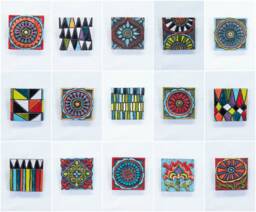 Global Folk Tile - One- Choose From 15 Patterns Handmade Wall Art, Square Tile, Mounted Ceramic - Made To Order
