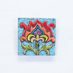 Global Folk Tile - One- Choose From 15 Patterns Handmade Wall Art, Square Tile, Mounted Ceramic - Made To Order - thumbnail 3