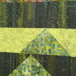 Quilted Wall Art Hanging in Purples, Lime Greens, & Blue Batik Fabrics, For Your Wall, Rolling Hills, Smokey Mountains With Star Corners - thumbnail 3