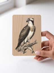 Osprey Art Print - Vintage Illustration Bird Of Prey Pine Wooden Postcard Wall - thumbnail 1