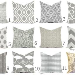 Gray Pillow Covers - & White Throw Pillows Decorative Euro Sham Couch Accent - thumbnail 2