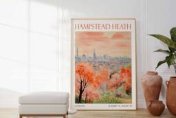 Hampstead Heath London Print, Hamstead Vintage Art, Poster, Wall Retro Art - thumbnail 1