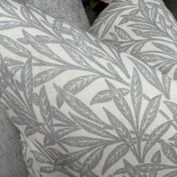 Willow Grey Leaf Cushion Cover William Morris Fabric Natural Cotton Background Handmade UK Botanical Pillow Case - thumbnail 3