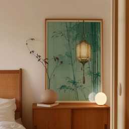 Japanese Lantern Poster, Bamboo Wall Art, Zen Print - thumbnail 2