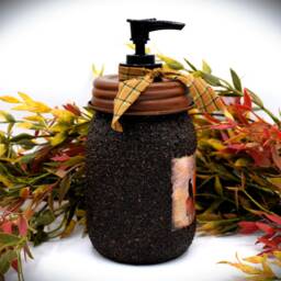 Primitive Crows Pumpkin Patch Mason Jar Hand Soap Dispenser, Country Farmhouse Fall Decor - thumbnail 3