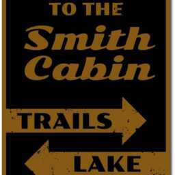 Custom Cabin Sign With Arrows, Personalized Sign, Lake & Trail Name Wall Decor - thumbnail 3