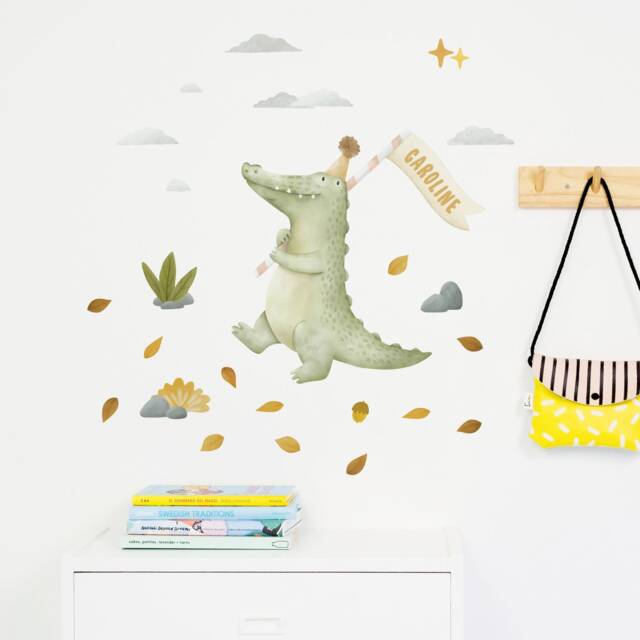 Personalized Alligator Kids Room Wall Decal Plastic-Free Paper Stickers - image 1