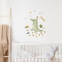 Personalized Alligator Kids Room Wall Decal Plastic-Free Paper Stickers - thumbnail 2