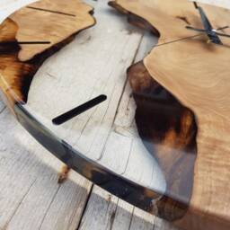 Epoxy Resin Olive Wood Wall Clock Modern Live Edge Decor - thumbnail 2