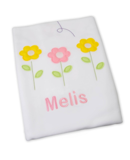 Embroidered Baby Blanket Personalized Micro Fleece Flower Design - image 1