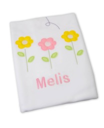 Embroidered Baby Blanket Personalized Micro Fleece Flower Design - thumbnail 1