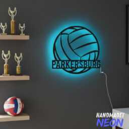 Custom Volleyball Metal Wall Art With Led Light, Personalized Player Name Sign Room Decor, Lights, Best Gifts - thumbnail 1
