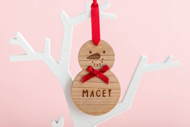 Personalised Wooden Snowman Christmas Tree Decoration - Gifts Ideas For Children Decorations Festive Bauble With Name