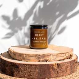 Handmade Christmas Soy Candle With Cinnamon & Apple Scent, Crackling Wooden Wick, Eco-Friendly Vegan, Perfect Holiday Gift - thumbnail 1