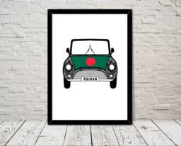 Custom Reg With Bangladesh Flag On Car Bonet Art Print Wall Gifts Home Prints Giclee Print Office Living Room Decor - thumbnail 1