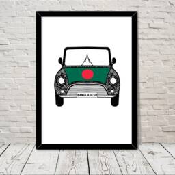 Custom Reg With Bangladesh Flag On Car Bonet Art Print Wall Gifts Home Prints Giclee Print Office Living Room Decor - thumbnail 2
