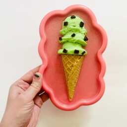 Mint Chocolate Chip Ice Cream Wall Hanging/ Dopamine Decor/ Maximalist Fake Food/ Food Pop Art/ Sculpture/ Funky Decor - thumbnail 4