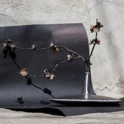 Sakura, Metal Sculpture, Japanese Cherry Blossom With A Vase, Made From Iron & Copper By The Steel Style Things - thumbnail 4