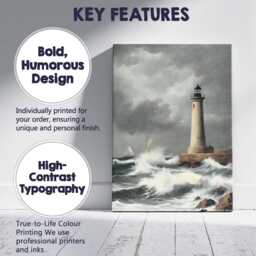 Lighthouse Ocean Waves Dramatic Coastal Seascape Canvas Wall Art Print Decor Picture Ready To Hang - thumbnail 2
