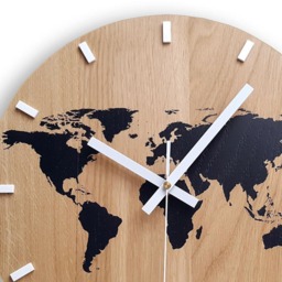 Wall Clock Wood Clock Large Wall Gift Decor Unique Oak Clocks World Map - thumbnail 4