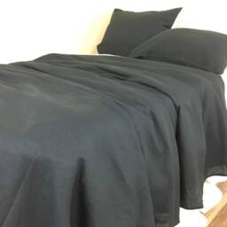 Charcoal Black Linen Bed Sheets, Top Fitted Sheet, Pillowcases, Standard Or Custom Size - thumbnail 2