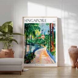 Singapore Travel Poster Tropical City Wall Art - thumbnail 2
