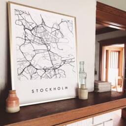 Stockholm Map Hand Drawn Street Sweden City Drawing Black & White - Art Print Wedding Anniversary Gift Travel Poster Wall Decor - thumbnail 2