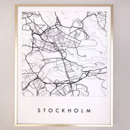Stockholm Map Hand Drawn Street Sweden City Drawing Black & White - Art Print Wedding Anniversary Gift Travel Poster Wall Decor - thumbnail 3