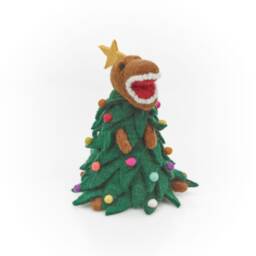 Tree-Rex Christmas Tree Topper Handmade Needle Felt Dinosaur - thumbnail 2