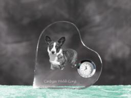 Cardigan Welsh Corgi - Crystal Clock in The Shape Of A Heart With Image Pure-Bred Dog - thumbnail 1
