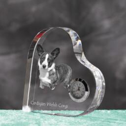 Cardigan Welsh Corgi - Crystal Clock in The Shape Of A Heart With Image Pure-Bred Dog - thumbnail 2