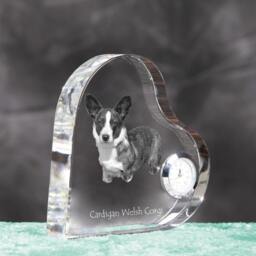 Cardigan Welsh Corgi - Crystal Clock in The Shape Of A Heart With Image Pure-Bred Dog - thumbnail 3