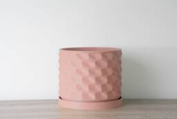 "Geometric Planter With Drainage & Saucer in Country Pink, Unique 3D-Printed Plant Pot, Small To Large Sizes 4"" 5"" 6"" 7"" 8" - thumbnail 1